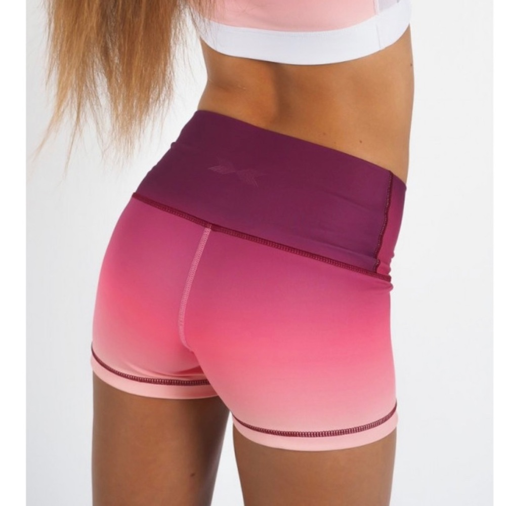 SWEDISH FALL Pink Flex Waist Shorts Berry Flame Size S Workout Gym CrossFit - Picture 4 of 16
